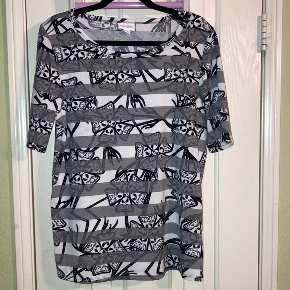 LulaRoe- Nightmare Before Christmas, Striped Top, Large, EUC